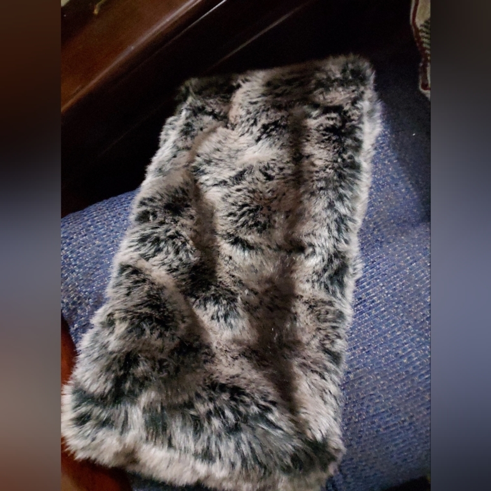 Faux fur infinity scarf, brown & grey tones